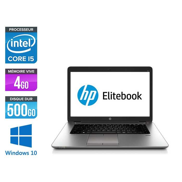 HP Elitebook 850 G1 - i5 4300U - 4 Go - 500Go HDD - HD - Windows 10