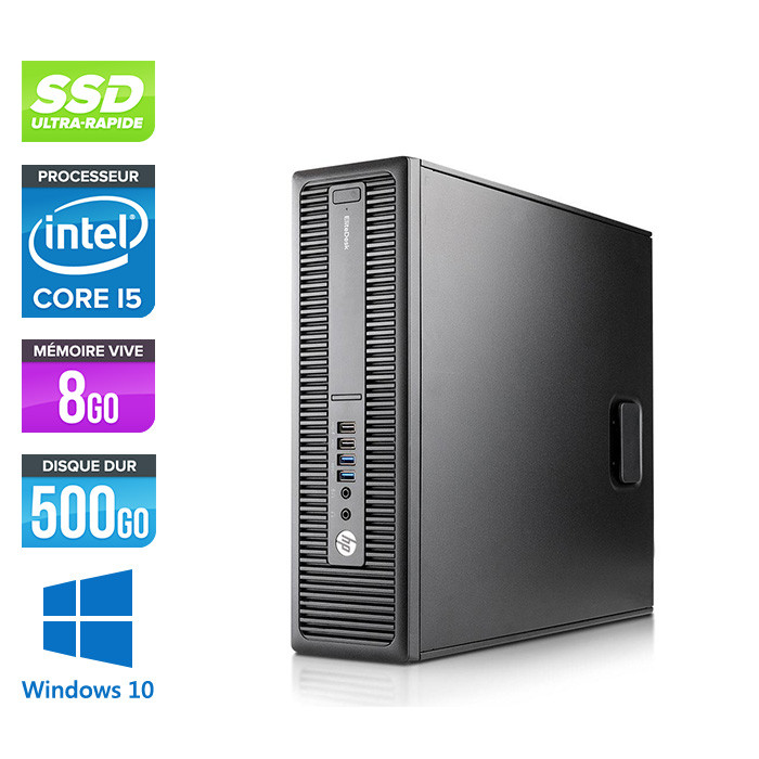 HP EliteDesk 800 G2 SFF - i5 - 8Go DDR4 - 500Go SSD - Windows 10