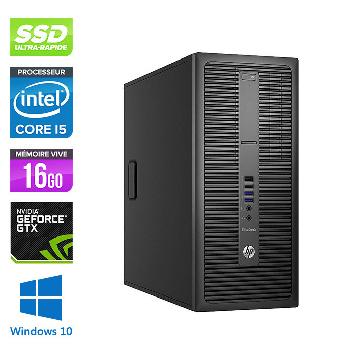 HP EliteDesk 800 G2 Tour - i5 - 16Go - 500Go SSD - 2To HDD - Nvidia GeForce GTX 1050 - Windows 10