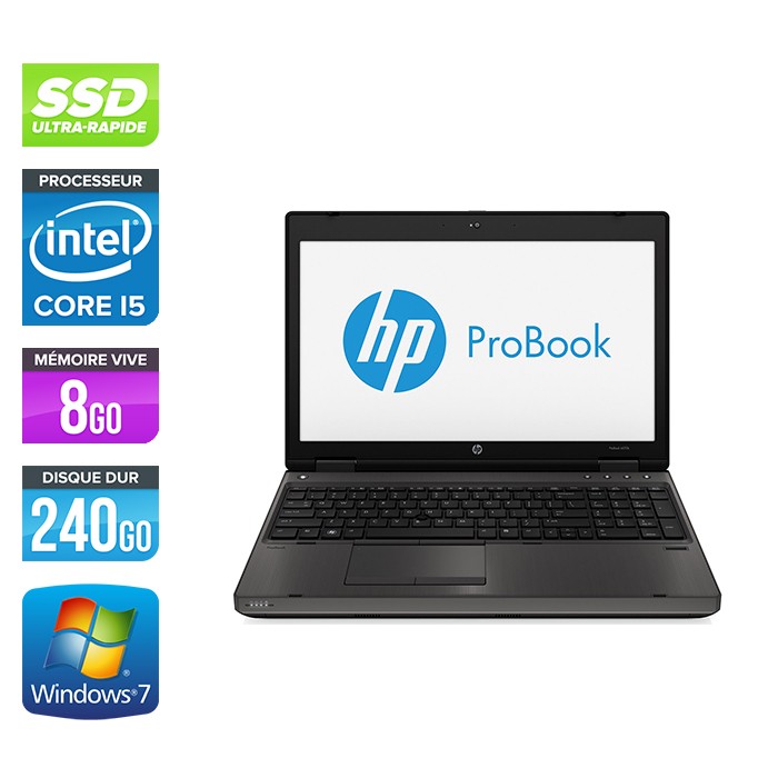 HP ProBook 6570B - i5 - 8Go - 240 Go SSD - 15.6'' - Windows 7 pro