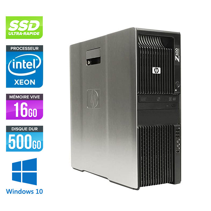 HP Z600 - 2x XEON - 16Go - 500Go SSD - 2x NVS 450 - W10
