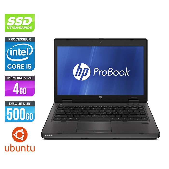 HP ProBook 6460B - Core i5 - 4 Go - 500 Go SSD - Webcam - Ubuntu - Linux