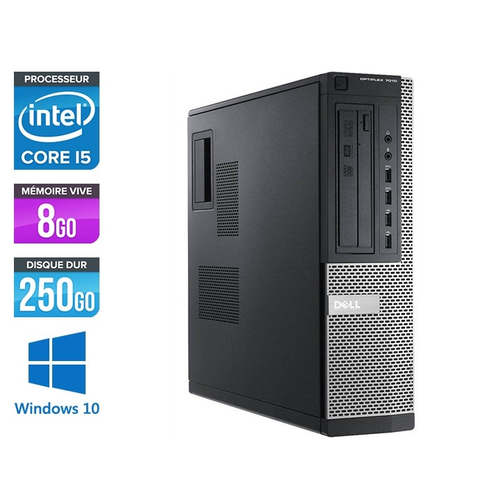 Pc bureau reconditionné - Dell Optiplex 7010 DT - Core i5 - 8Go - 250Go HDD - Windows 10