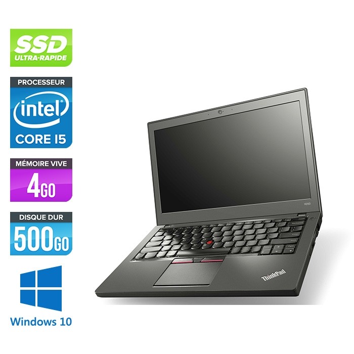 Lenovo ThinkPad X250 - i5 5300U - 4 Go - 500 Go SSD - Windows 10