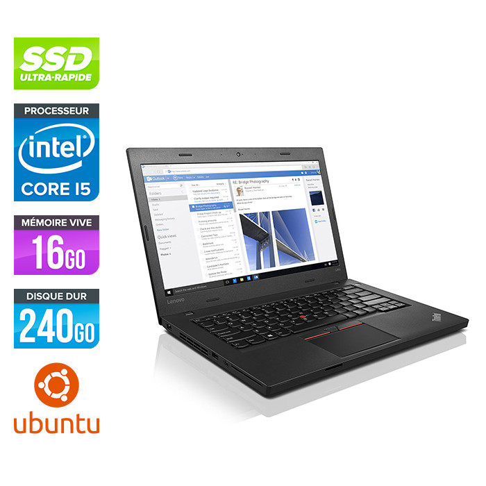 Ordinateur portable reconditionné - Lenovo ThinkPad L460 - i5 - 16Go - SSD 240Go - linux