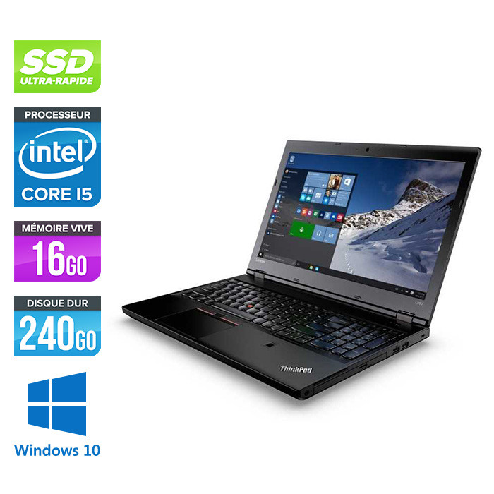 Ordinateur portable reconditionné - Lenovo ThinkPad L560 - i5 - 16Go - 240Go SSD - webcam - Windows 10