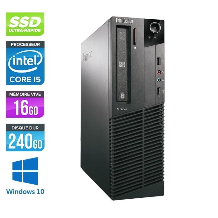 Lenovo ThinkCentre M81 SFF - Intel Core i5 - 16Go - 240Go SSD - Windows 10