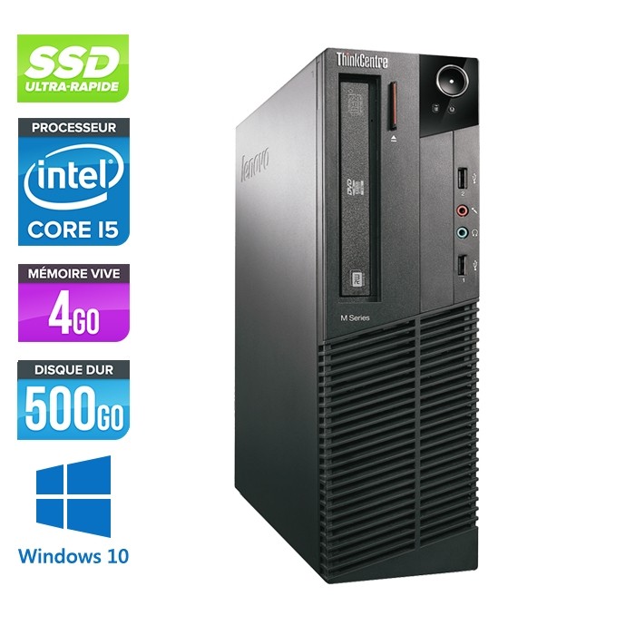 Lenovo ThinkCentre M81 SFF - Intel Core i5 - 4Go - 500Go SSD - Windows 10