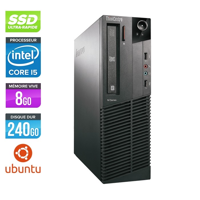 Lenovo ThinkCentre M81 SFF - Intel Core i5 - 8Go - 240Go SSD - Linux