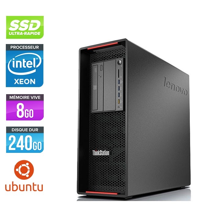 Lenovo P500 reconditionné - Xeon E5-1620 V3 - 8Go - 240 Go SSD - GTX 1050 - Ubuntu / Linux