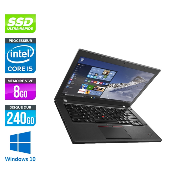 Lenovo ThinkPad T460 - i5 6200U - 8Go - SSD 240Go - HD - Windows 10 professionnel
