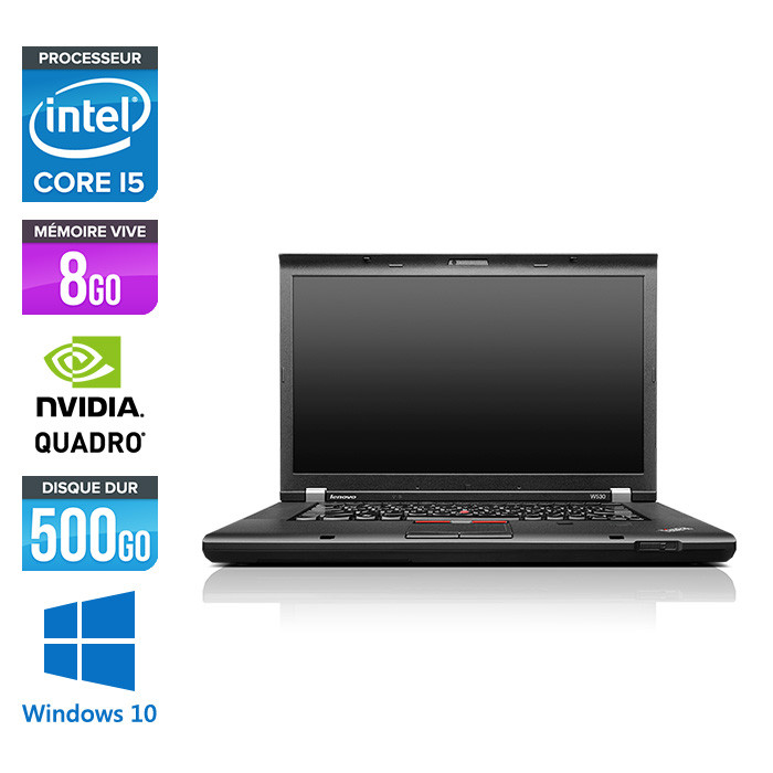 Lenovo ThinkPad W530 - Core i5 - 8Go - 500Go HDD - Nvidia K1000M - Windows 10