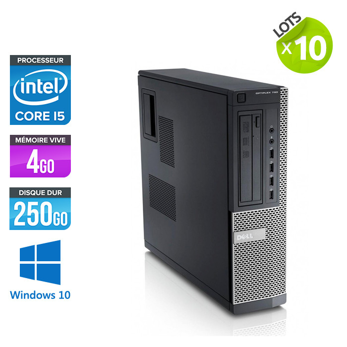 Lot de 10 pc bureau reconditionnés - Dell Optiplex 790 Desktop - i5 - 4Go - 250Go HDD - Windows 10