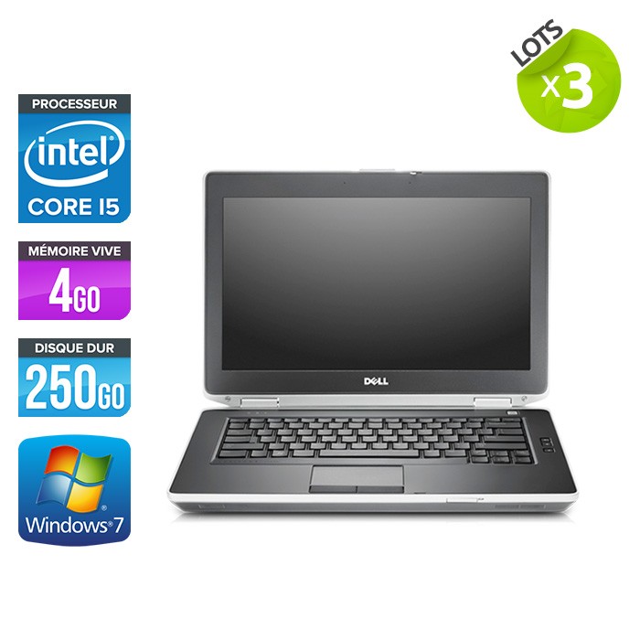 Lot 3 Dell Latitude E6430 - i5 - 4Go - 250Go HDD - Windows 7 Pro