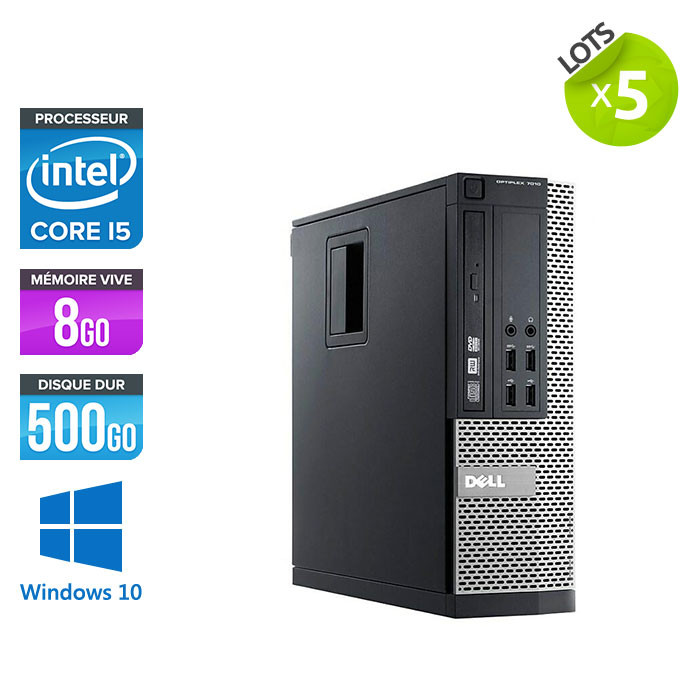 Lot 5 PC bureau reconditionné - Dell Optiplex 7010 SFF - i5 - 8Go - 500Go - Windows 10
