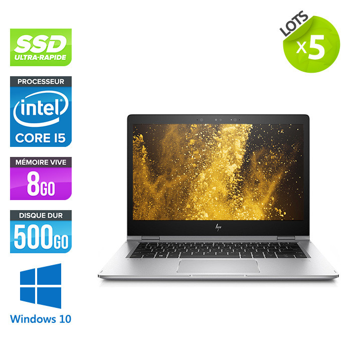 Lot de 5 ultrabook reconditionnés - HP EliteBook X360 1030 G2 - i5 - 8Go - 500Go SSD - 13" FHD tactile - W10