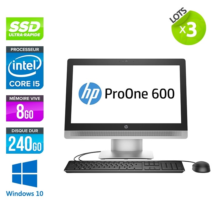 lot de 3 Tout-en-un HP ProOne 600 G2 AiO - i5 - 8Go - SSD 240Go - Windows 10