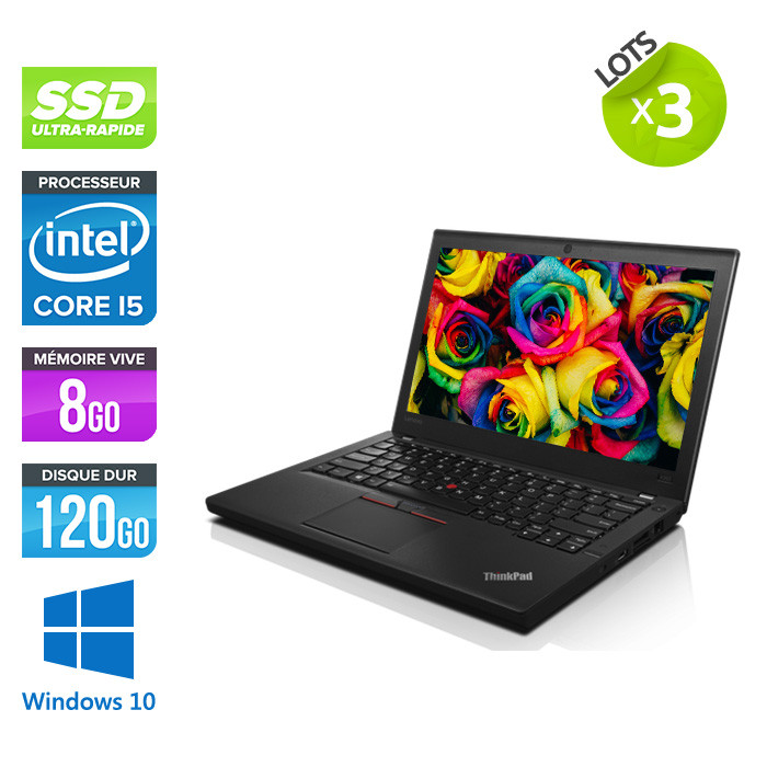 Lot 3 Lenovo ThinkPad X250 - i5 - 8 Go - 120 Go SSD - Windows 10
