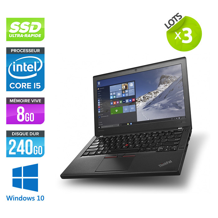 Lot de 3 Pc portable - Lenovo ThinkPad X270 - i5 6300U - 8Go - 240Go SSD - Windows 10