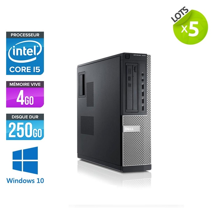  lot de 5 Dell Optiplex 7010 Desktop - i5 - 4Go - 250Go HDD - Windows 10