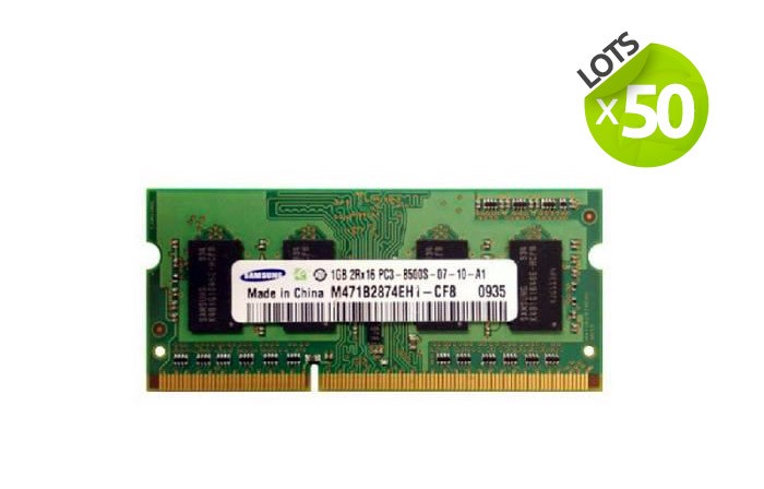 Lot de 50 barrettes RAM Samsung - SO-DIMM - 1 Go - DDR3 - PC3-8500S