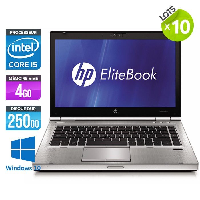 Lot 10 HP EliteBook 8470P - Core i5 - 4Go - 250Go - Windows 10