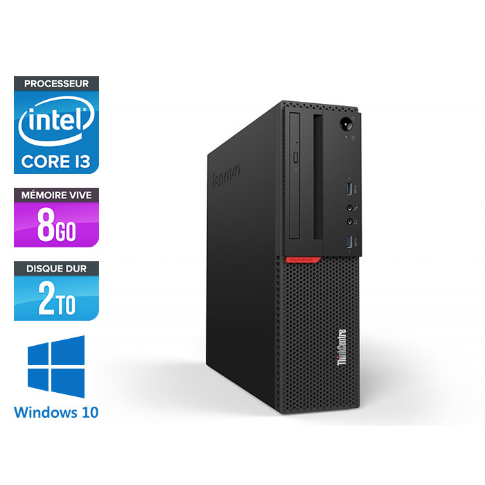 Pc de bureau reconditionne Lenovo ThinkCentre M700 SFF - Intel core i3 - 8Go RAM DDR4 - 2To HDD - Windows 10 Famille