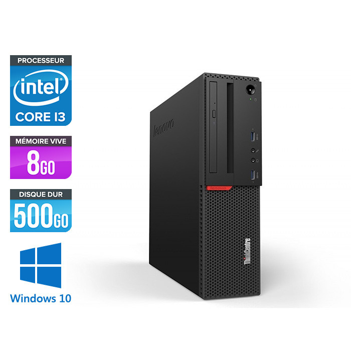 Pc de bureau reconditionne Lenovo ThinkCentre M700 SFF - Intel core i3 - 8Go RAM DDR4 - 500Go HDD - Windows 10 Famille