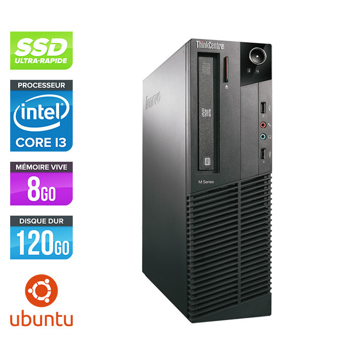 Lenovo ThinkCentre M82 DT - i3 - 8Go - 120Go SSD - Ubuntu / Linux