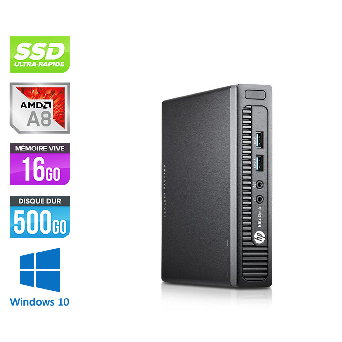 Mini PC bureau reconditionné - HP EliteDesk 705 G2 DM - A8 - 16Go - SSD 240 Go - W10