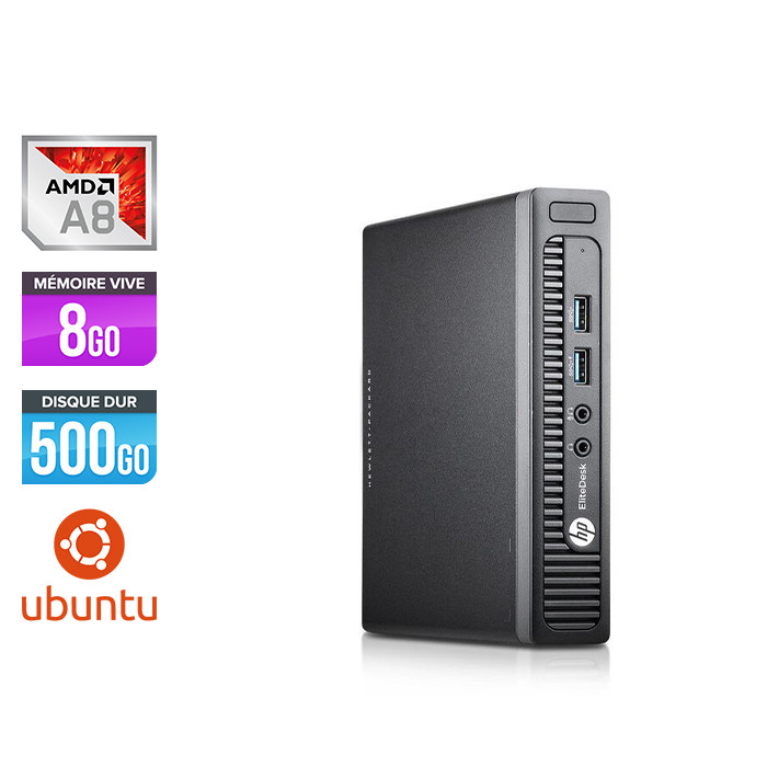 Mini PC bureau reconditionné - HP EliteDesk 705 G2 DM - A8 - 8Go - 500 Go HDD - Linux
