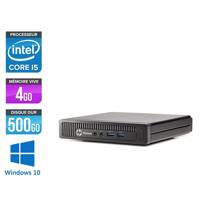 Ordinateur de bureau - HP EliteDesk 800 G1 DMreconditionné - i5 - 4Go - 500Go HDD - Windows 10