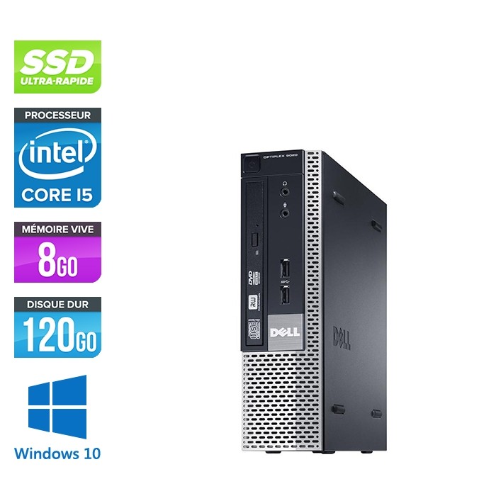 Pc de bureau reconditionné - Dell Optiplex 9020 USFF - i5 - 8Go - 120Go SSD - Windows 10