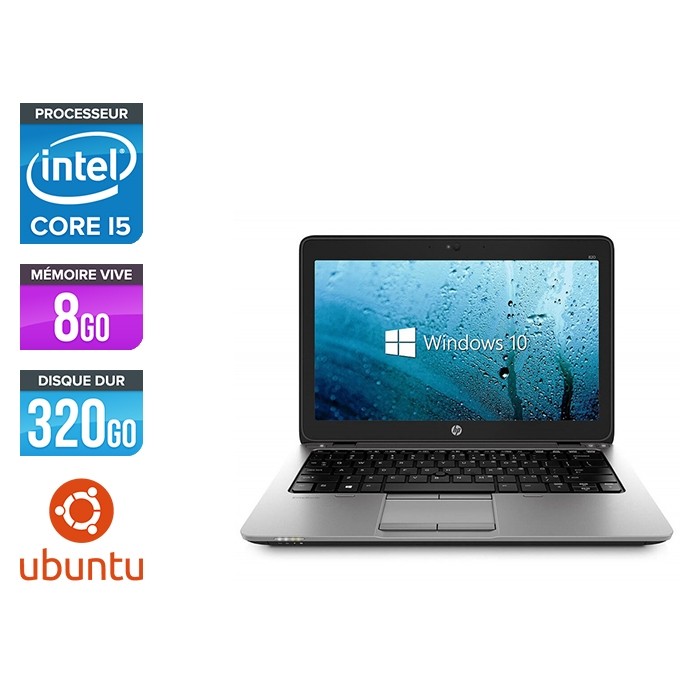 Ordinateur portable reconditionné - HP Elitebook 820 - i5 4200U - 8 Go - 320 Go HDD - Ubuntu / Linux