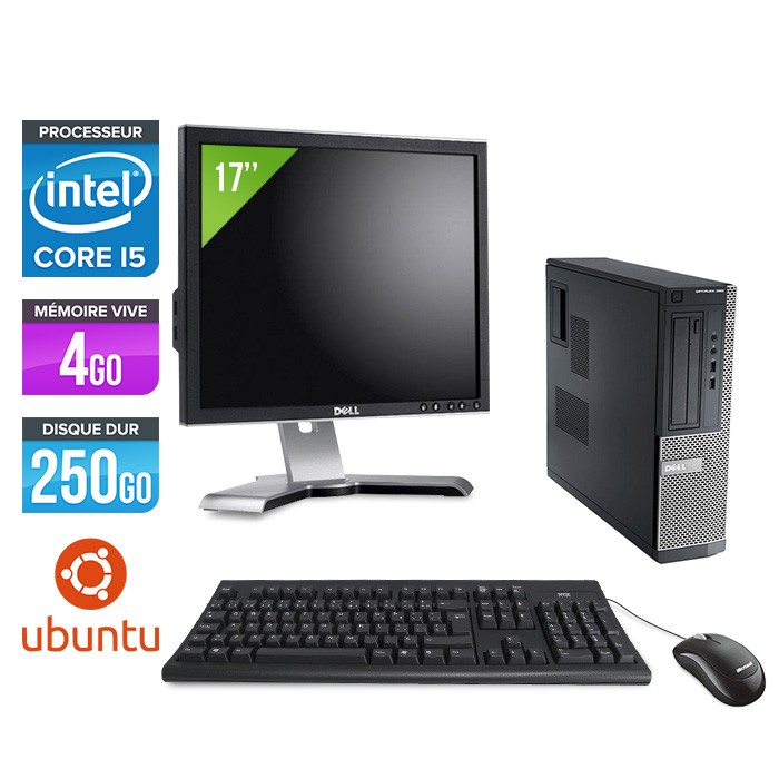 Dell Optiplex 390 Desktop - i5 - 4Go - 250Go - Linux - Ecran 17"