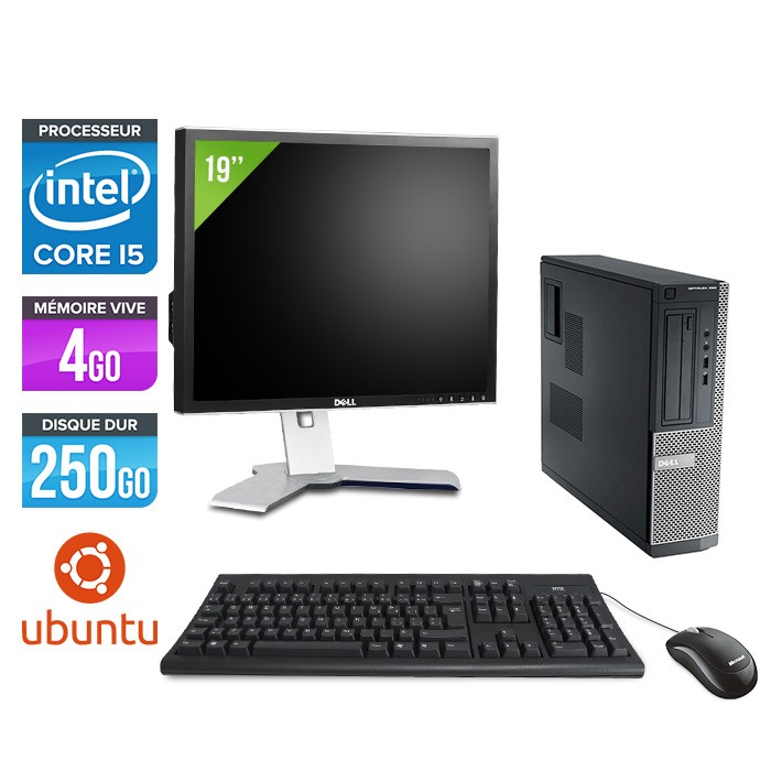 Dell Optiplex 390 Desktop - i5 - 4Go - 250Go - Linux - Ecran 19"