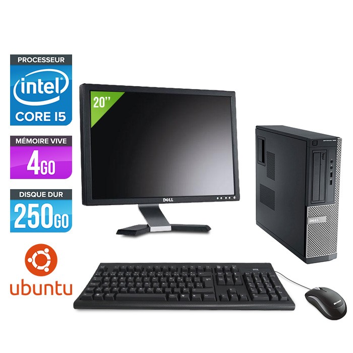 Dell Optiplex 390 Desktop - i5 - 4Go - 250Go - Linux - Ecran 20"