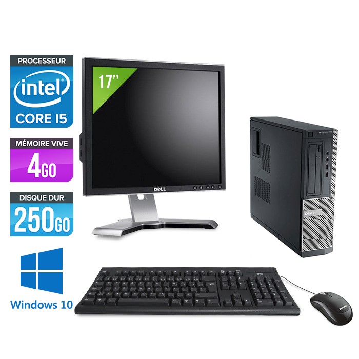 Dell Optiplex 390 Desktop - i5 - 4Go - 250Go - Windows 10 - Ecran 17"