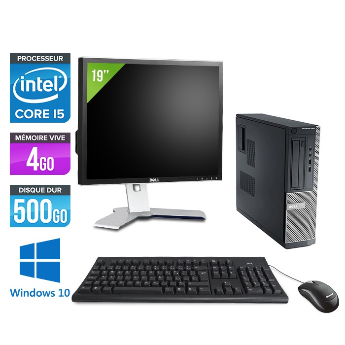 Dell Optiplex 390 Desktop - i5 - 4Go - 500Go - Windows 10 - Ecran 19"