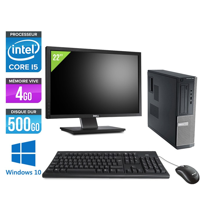 Dell Optiplex 390 Desktop - i5 - 4Go - 500Go - Windows 10 - Ecran 22''
