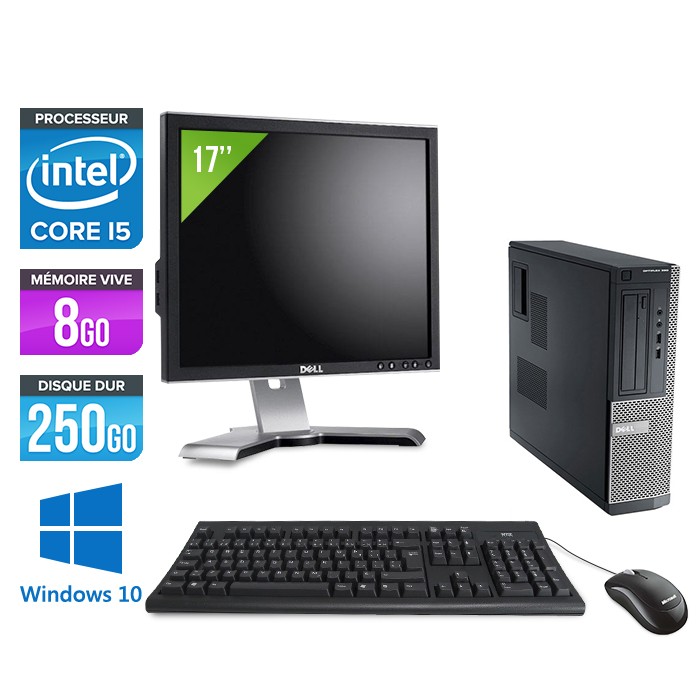 Dell Optiplex 390 Desktop - i5 - 8Go - 250Go - Windows 10 - Ecran 17"