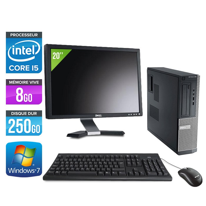 Dell Optiplex 390 Desktop - i5 - 8Go - 250Go - Ecran 20''