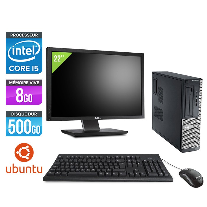 Dell Optiplex 390 Desktop - i5 - 8Go - 500Go - Linux - Ecran 22"