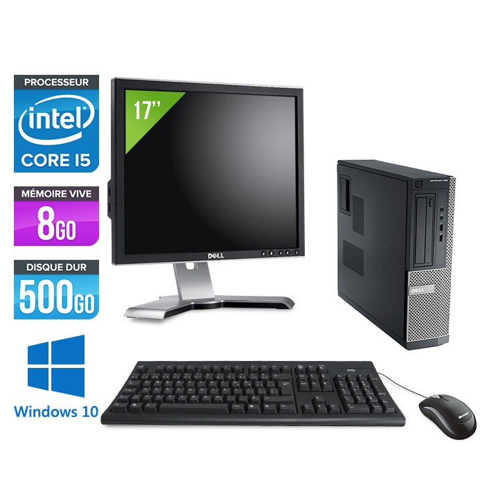 Dell Optiplex 390 Desktop - i5 - 8Go - 500Go - Windows 10 - Ecran 17"