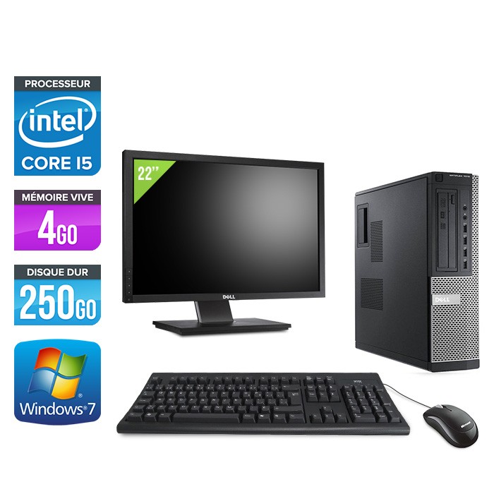 Dell Optiplex 7010 Desktop + Ecran 22'' - i5 - 4Go - 250Go - Windows 7