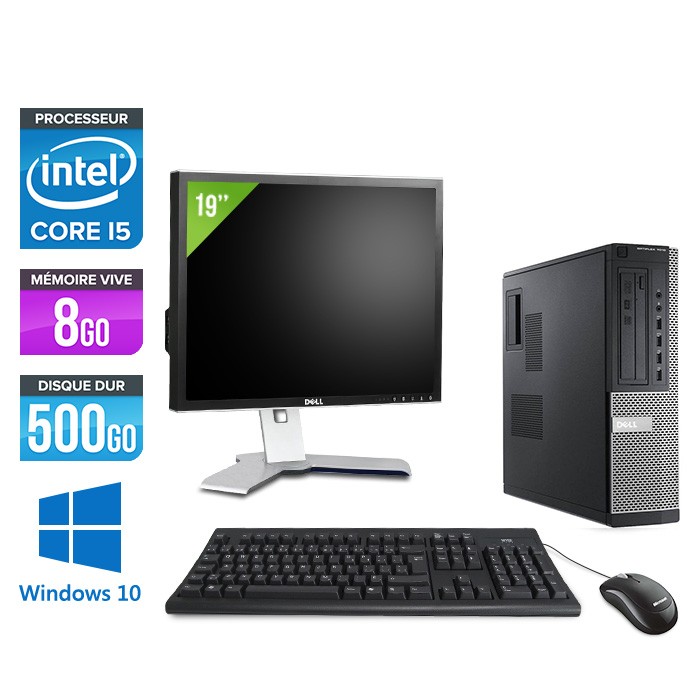 Dell Optiplex 7010 Desktop + Ecran 19'' - i5 - 8Go - 500Go - Windows 10