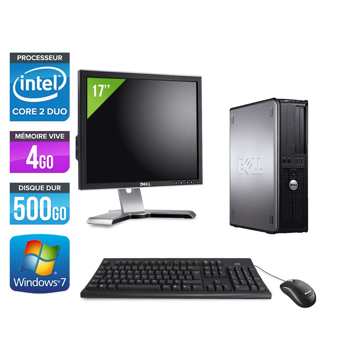 Dell Optiplex 780 Desktop - E7500 - 4Go - 500Go - Windows 7 - Ecran 17 pouces