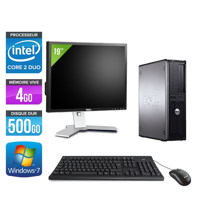 Dell Optiplex 780 Desktop - E7500 - 4Go - 500Go - Windows 7 - Ecran 19 pouces