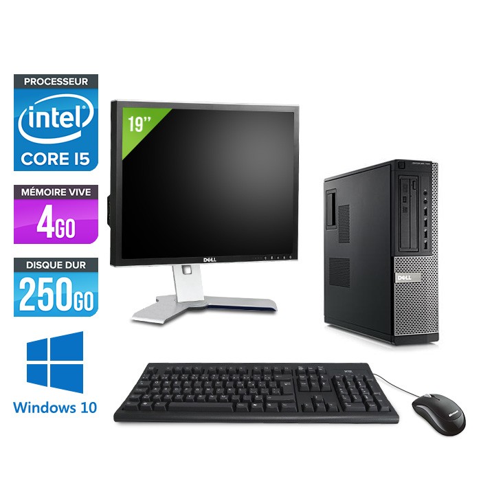 Dell Optiplex 790 Desktop + Ecran 19'' - i5 - 4Go - 250Go HDD - Windows 10 Professionnel