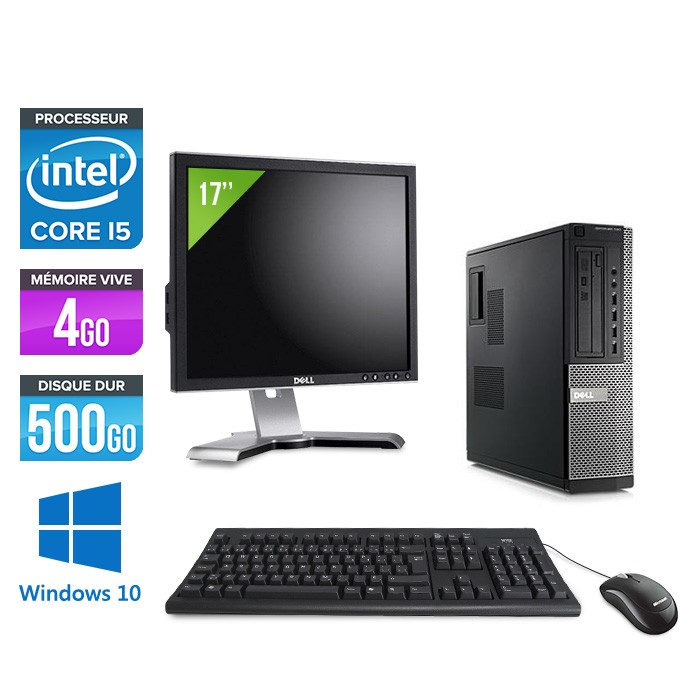 Dell Optiplex 790 Desktop + Ecran 17'' - i5 - 4Go - 500Go HDD - Windows 10 Professionnel